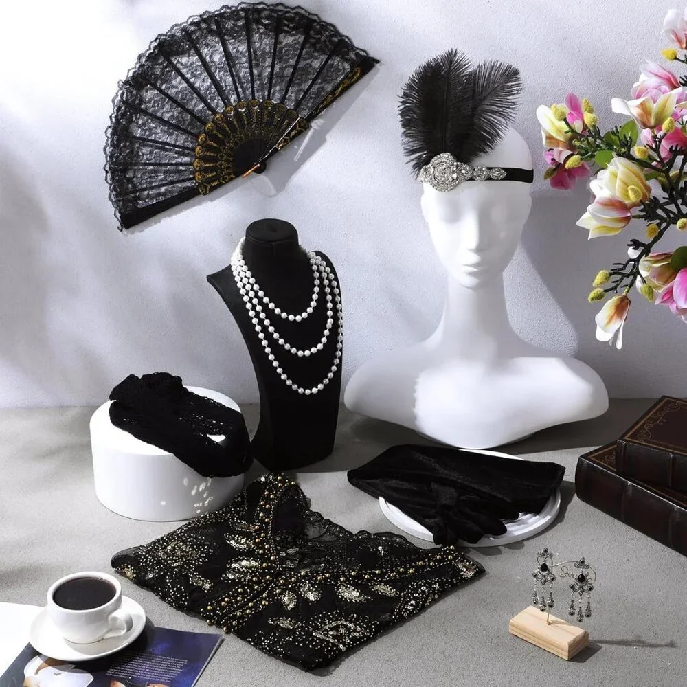 7 Pcs 1920s Flapper Accessories Set for Women Vintage Roaring 20s Costume